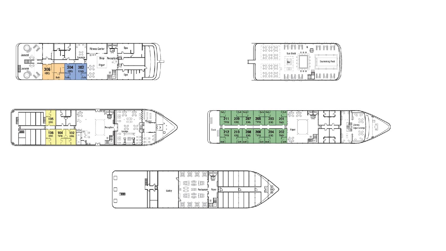 The Oberoi Zahra Luxury Nile Cruise deck plan The Oberoi Zahra Luxury Nile Cruise deck plan